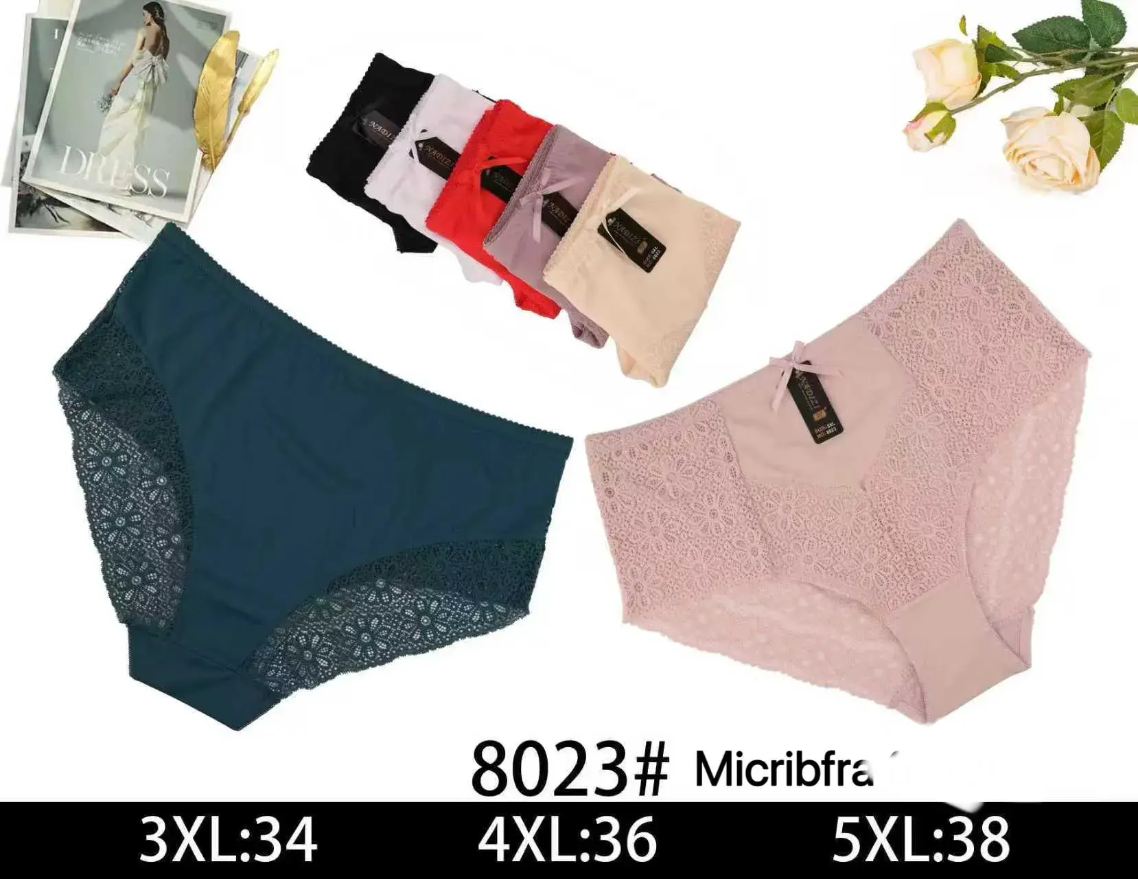 Majtki damskie koronkowe 3XL-38, 4XL-36, 5XL-38 mikrofibra
