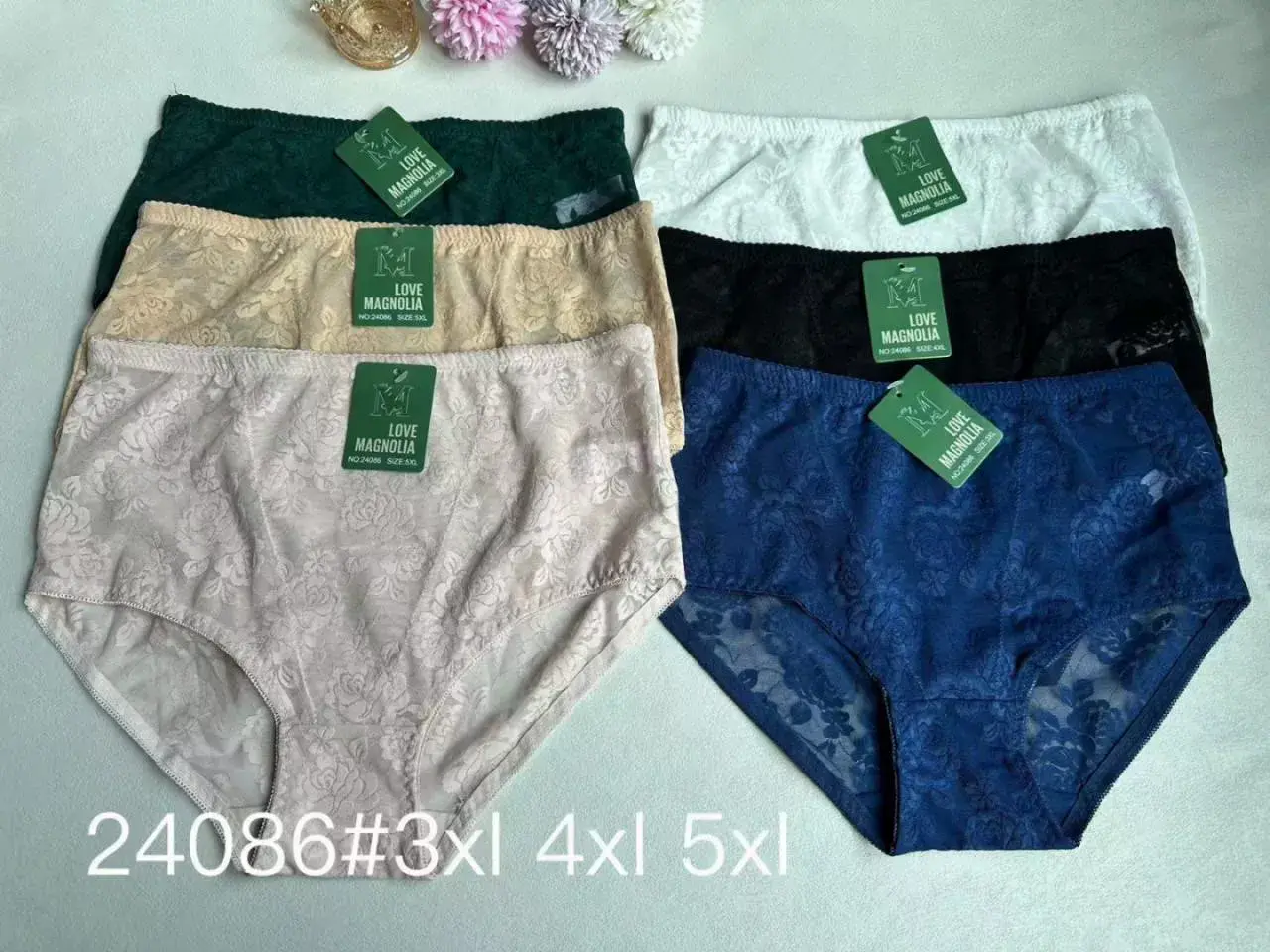 Majtki damskie 3XL 4XL 5XL Love Magnolia zielone etykiety