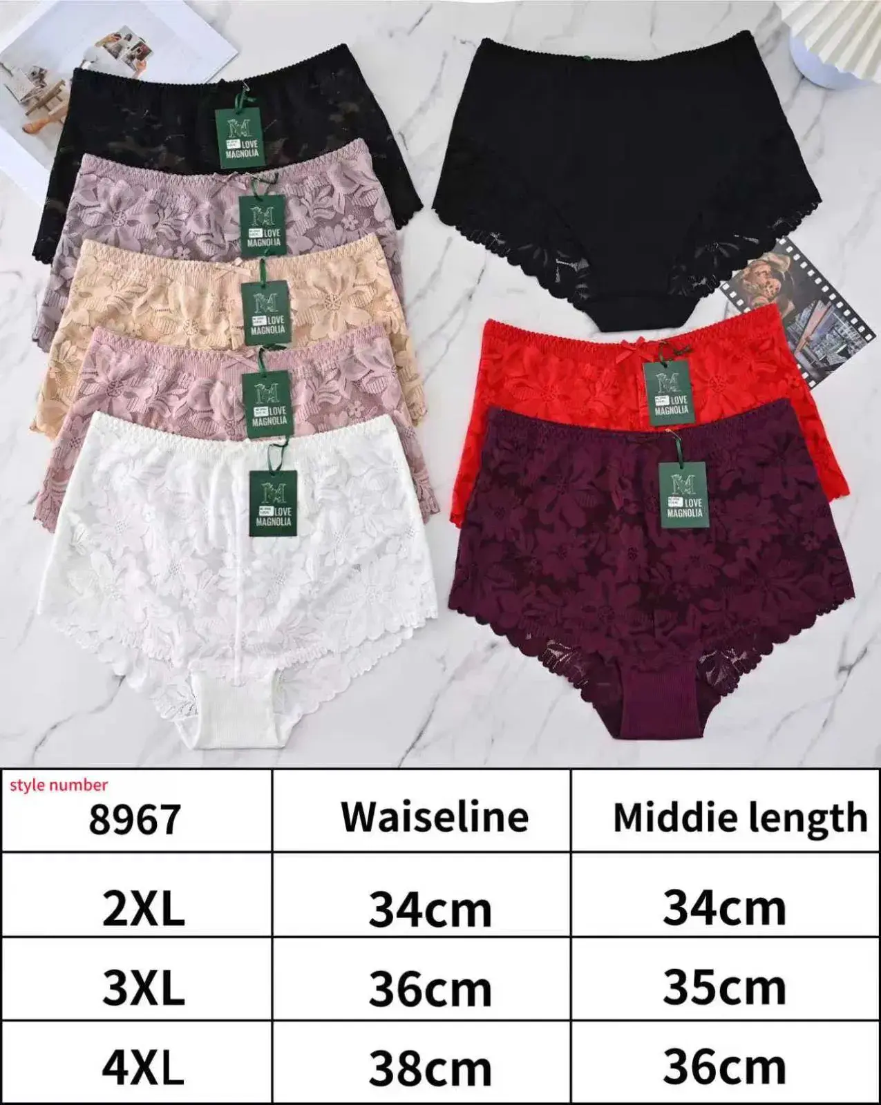 Majtki damskie koronkowe 3XL-5XL Waistline/Middle length