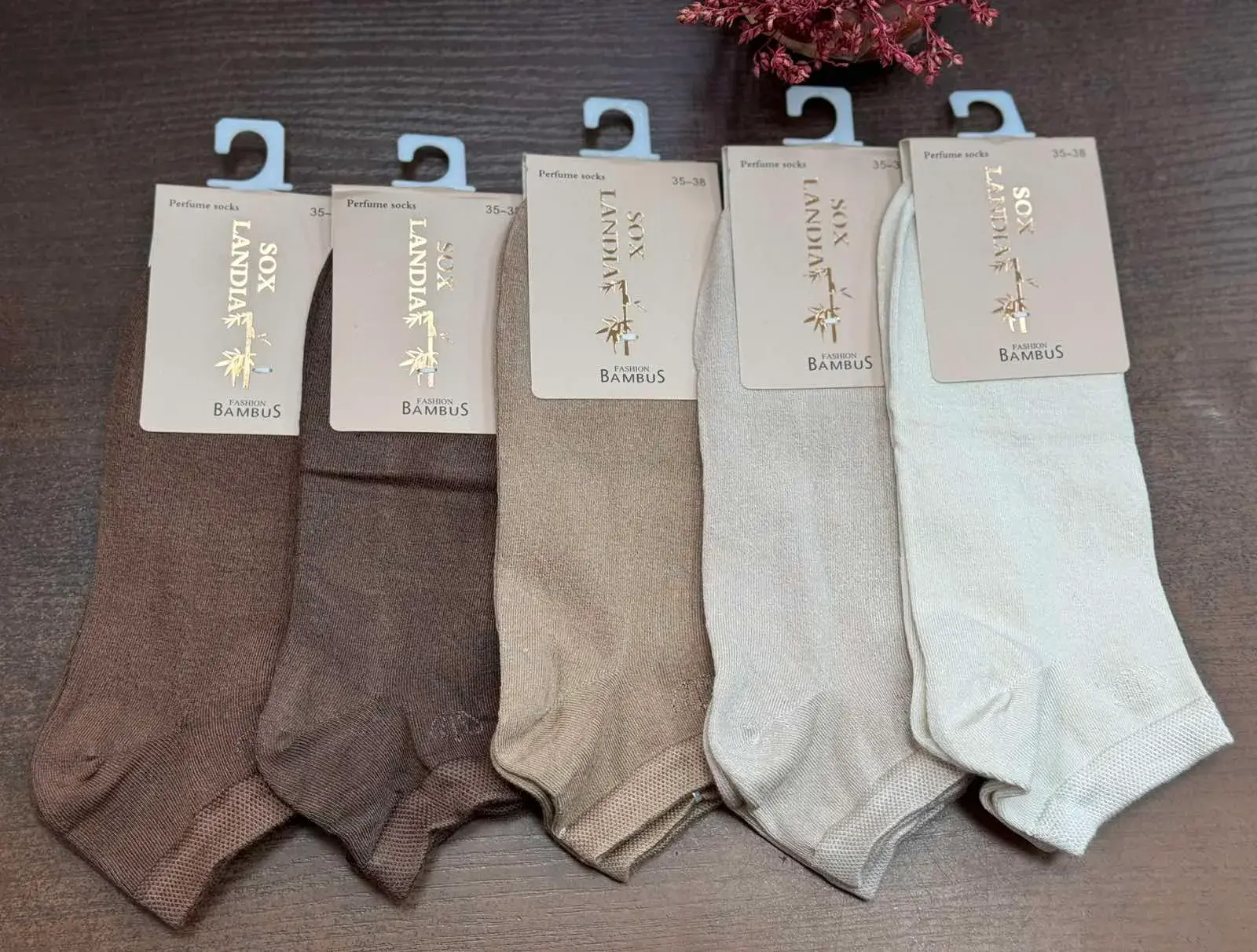 Skarpetki damskie Bamboo 5 szt. beżowo-brązowe