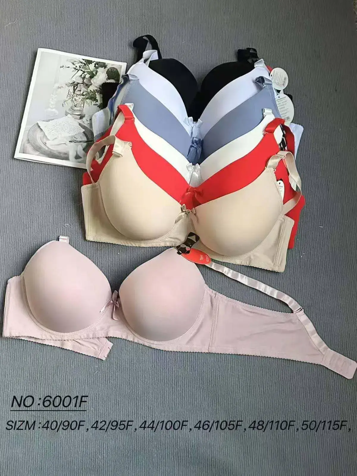 Biustonosz damski push-up NO:6001F, rozmiary 40F-115F