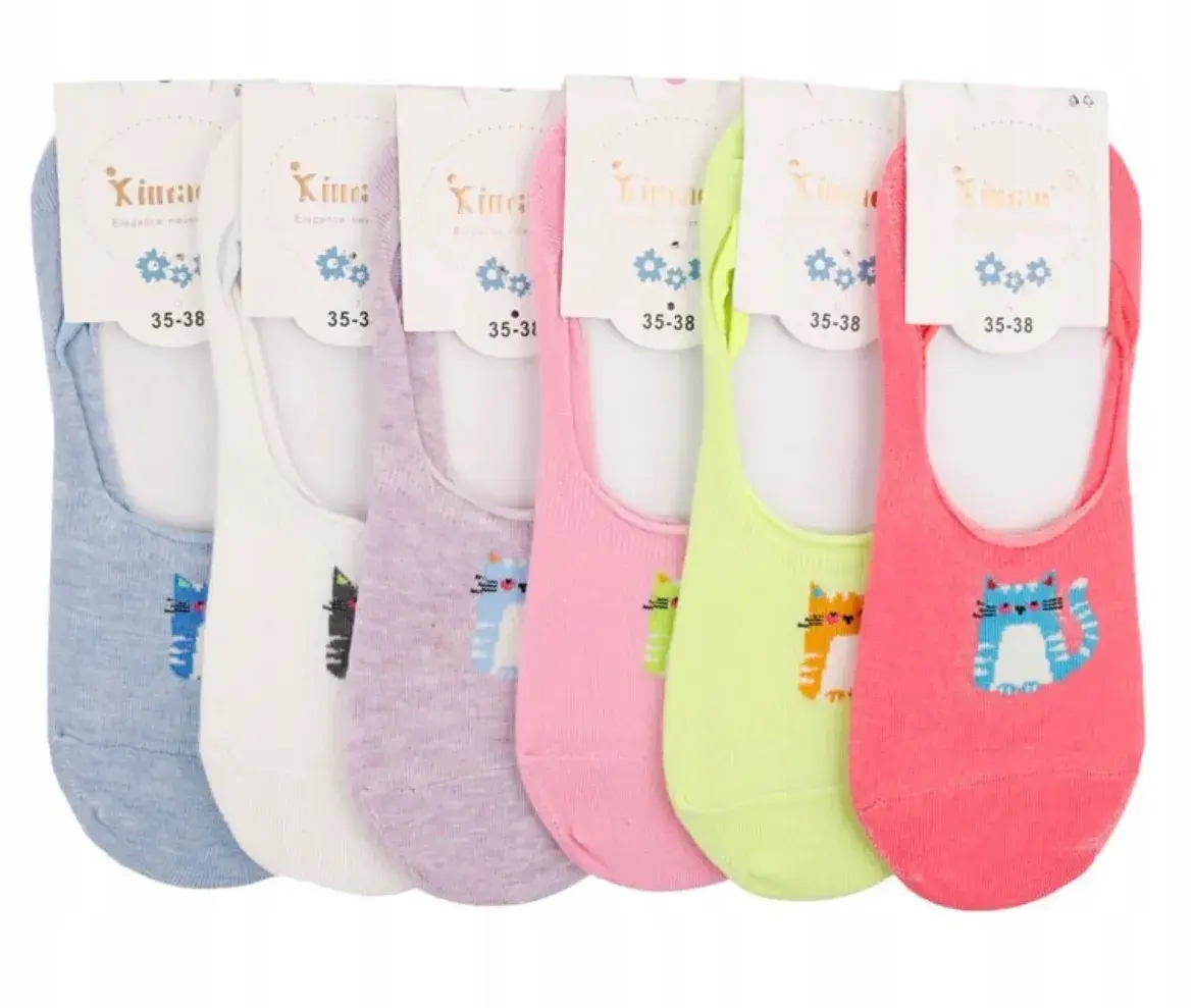 Skarpetki damskie stopki z kotkami 35-38, 6 szt, Kim