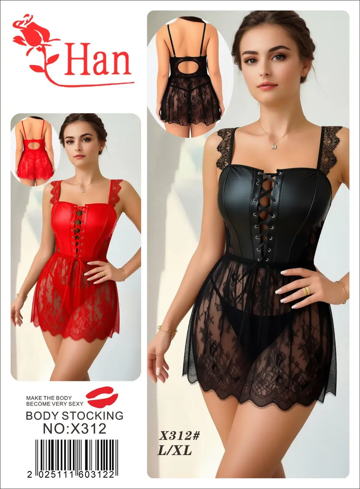 Pijama damska sexy body Han 2 szt L/XL