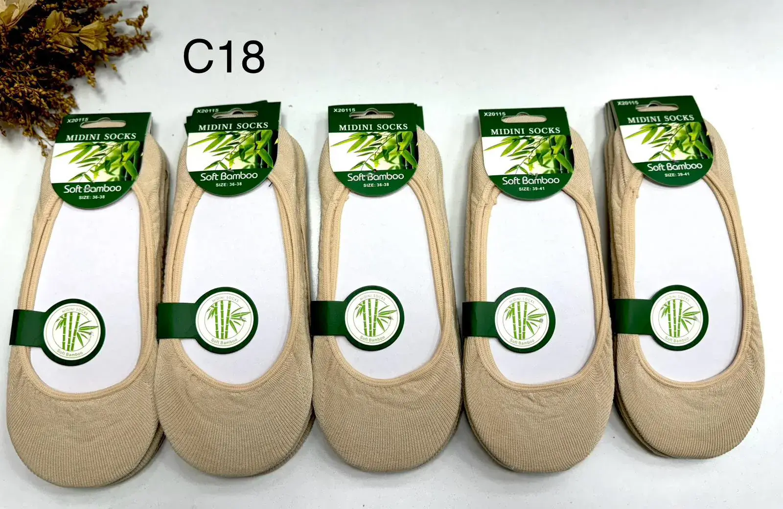 Skarpetki damskie mini bamboo beżowe C18
