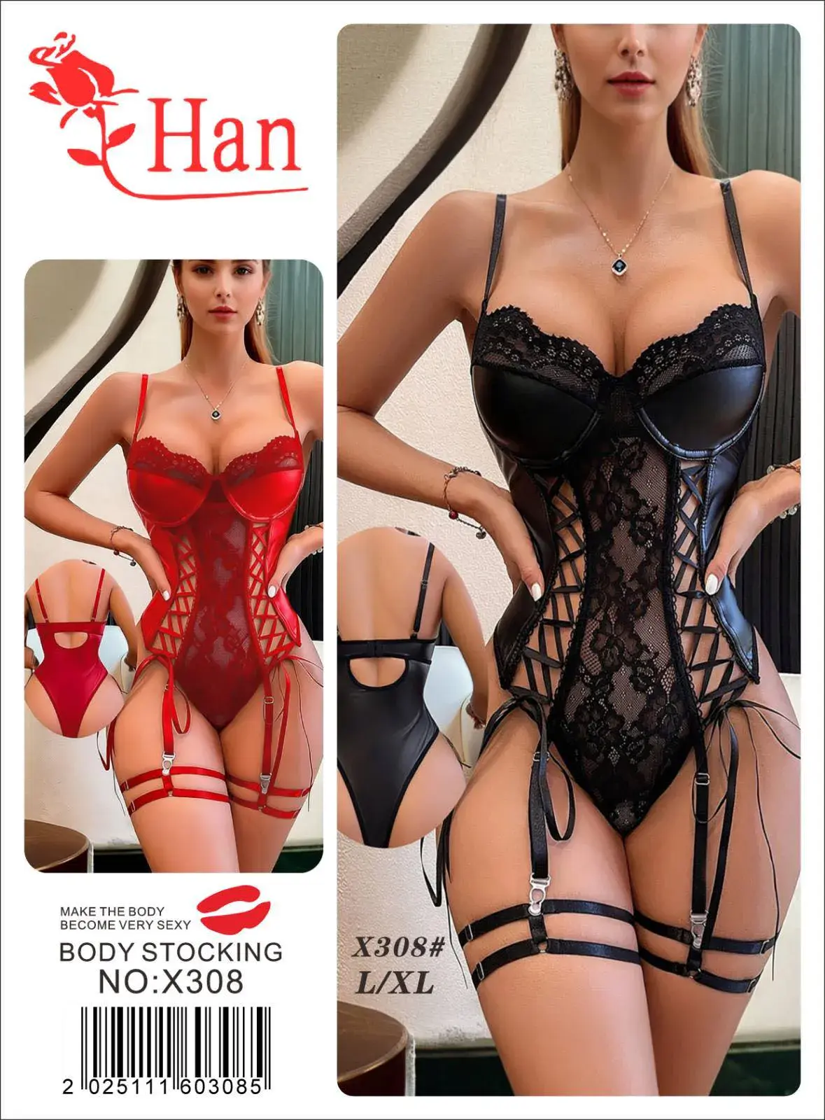 Pijama Damska Sexy Body Stocking Han 3XL-5XL