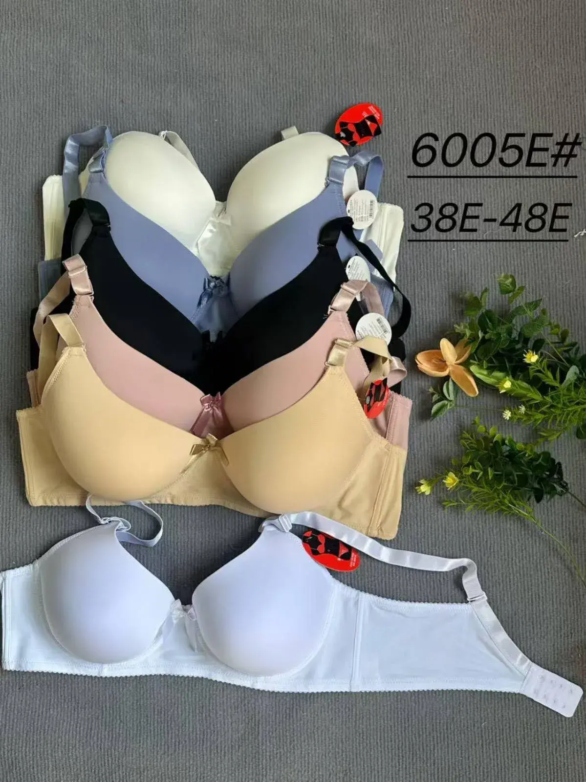 Biustonosz damski bezszwowy 38E-48E, mix kolorów