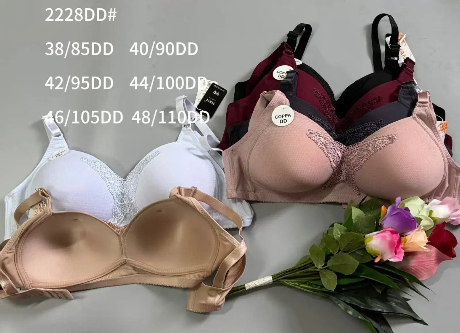 Biustonosz damski push-up 38/85DD-46/105D różne kolory
