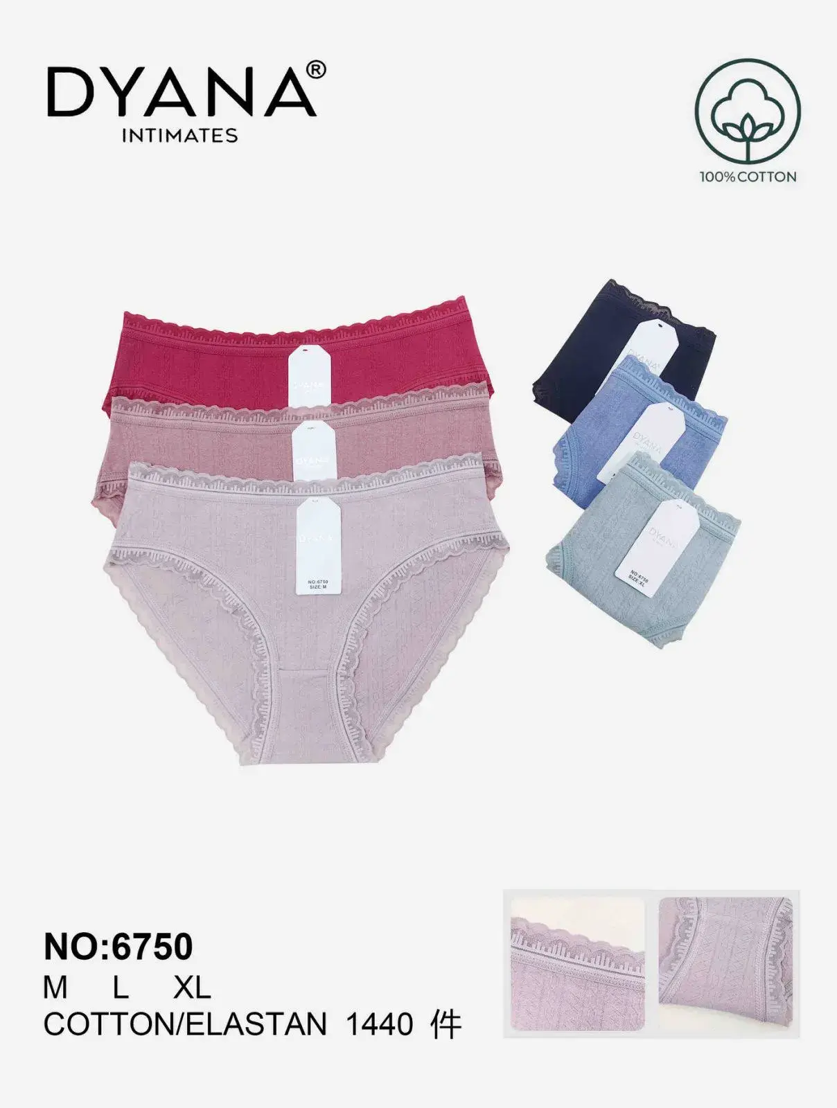 Majtki damskie Dyanana 100% bawełna M L XL NO-6750