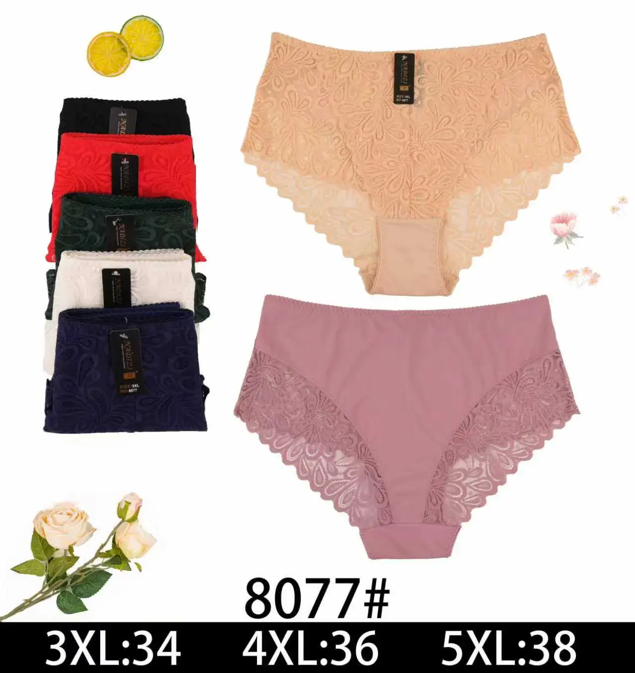 Majtki damskie koronkowe figi XL-5XL 8077#