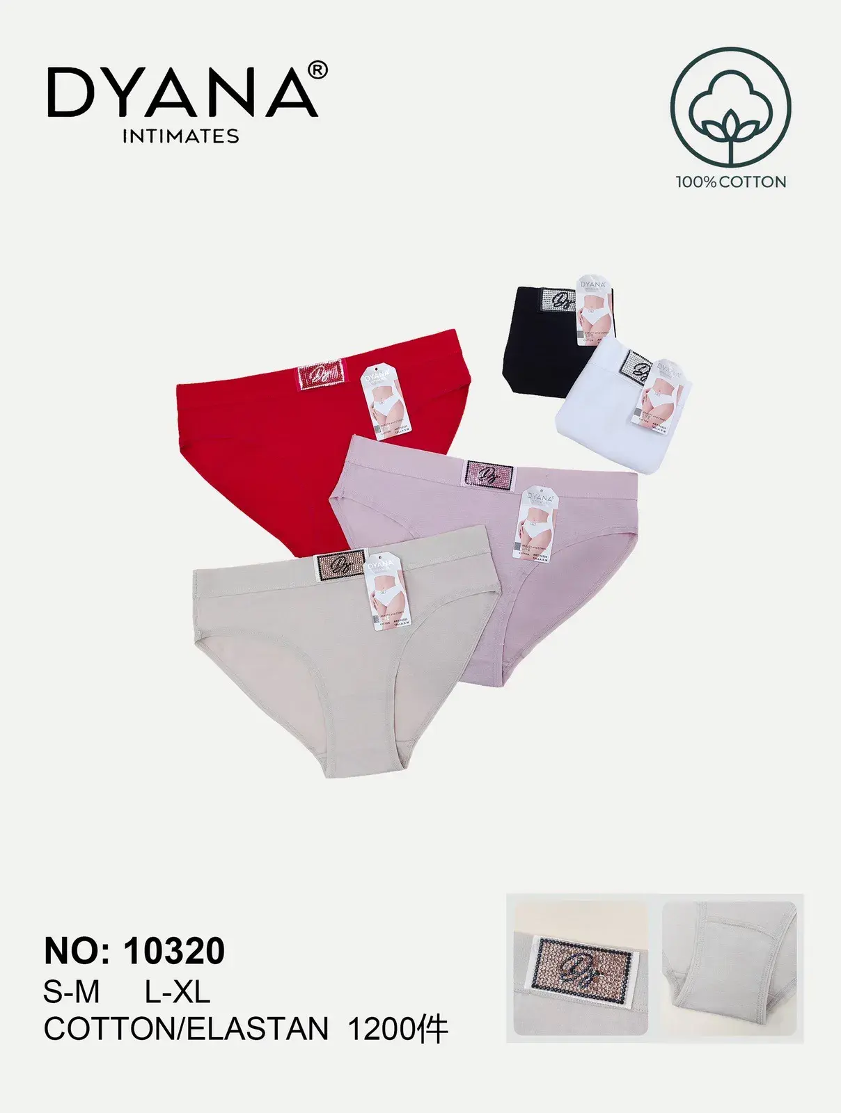 Majtki damskie Dyanana 100% bawełna S-L XL, NO:10320