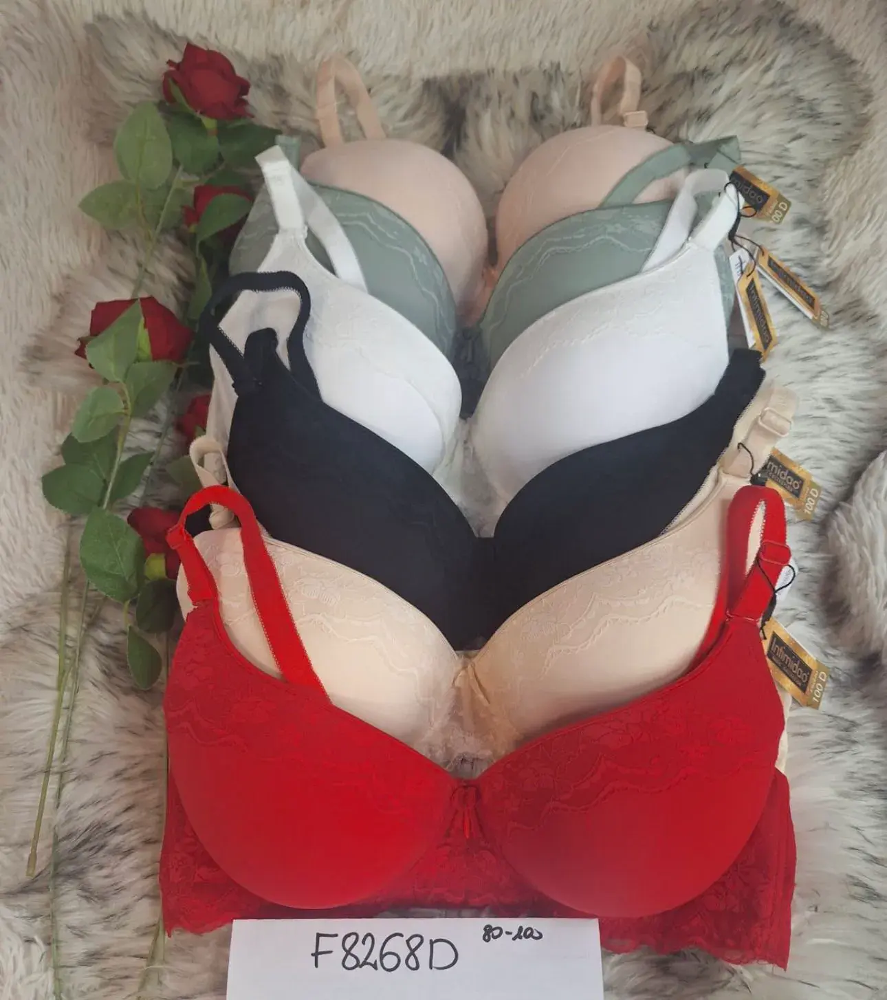 Biustonosz Damski F868D Push-up Kolorowy Mix