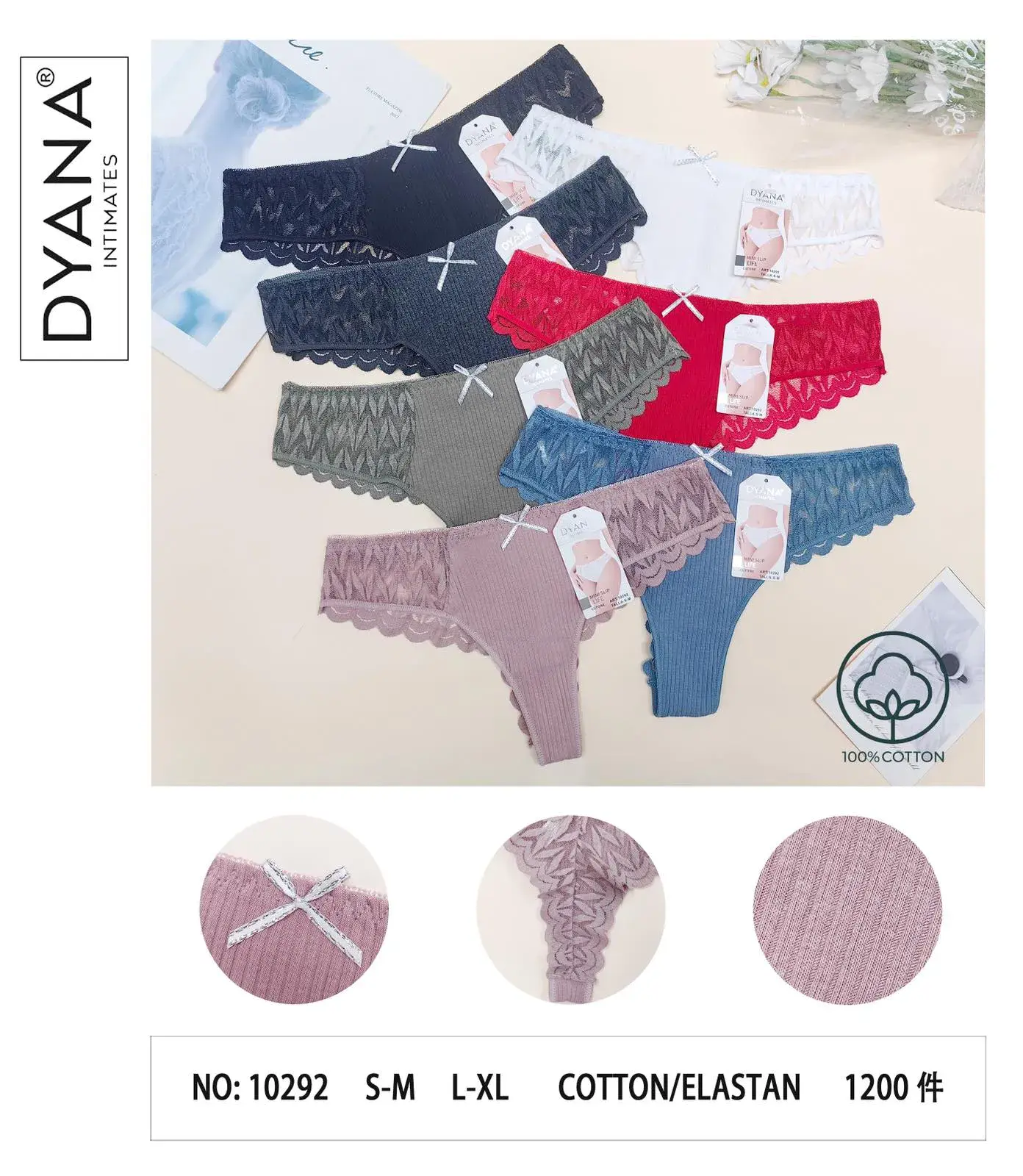 Majtki damskie DYNAN INTIMATES 10292 S-M-L bawełna/elastan