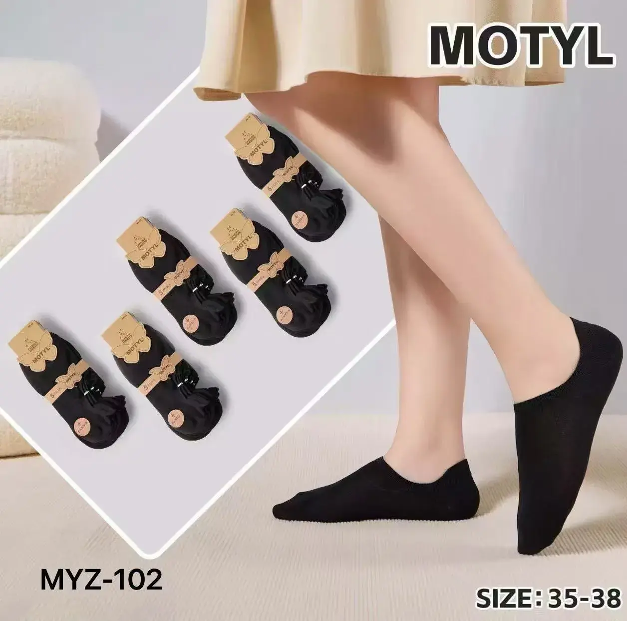 Skarpetki damskie czarne MOTHOTYL rozmiar 35-38 MZY-102