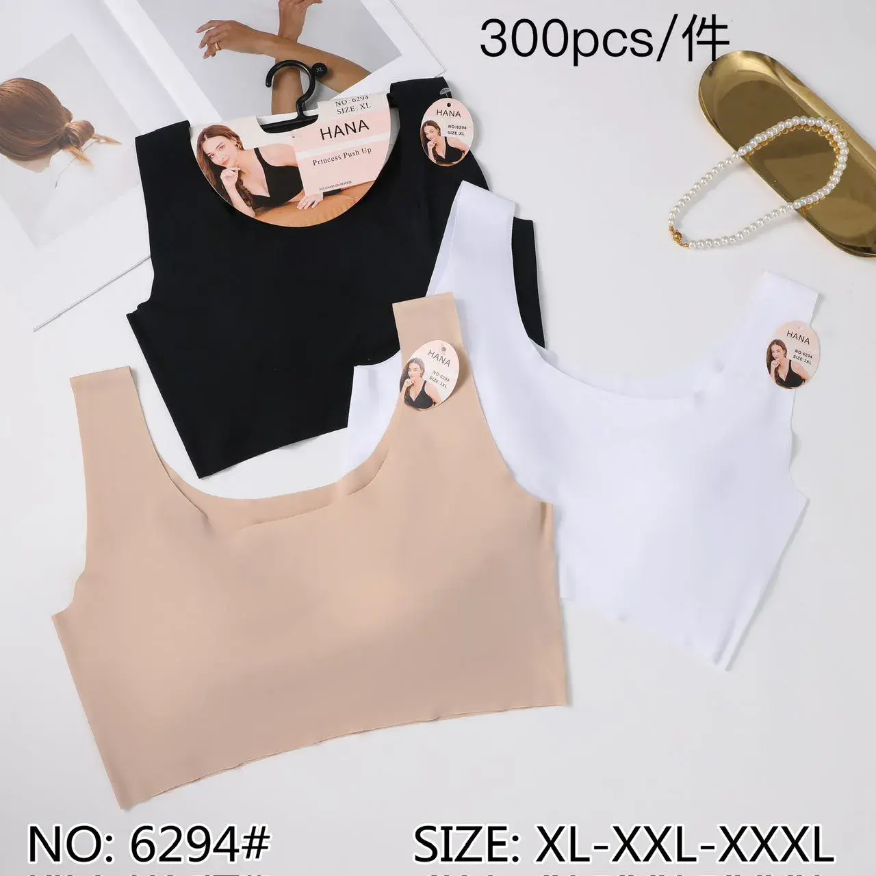 Biustonosz damski HANA beżowy/czarny/biały XL-XXL-XXXL