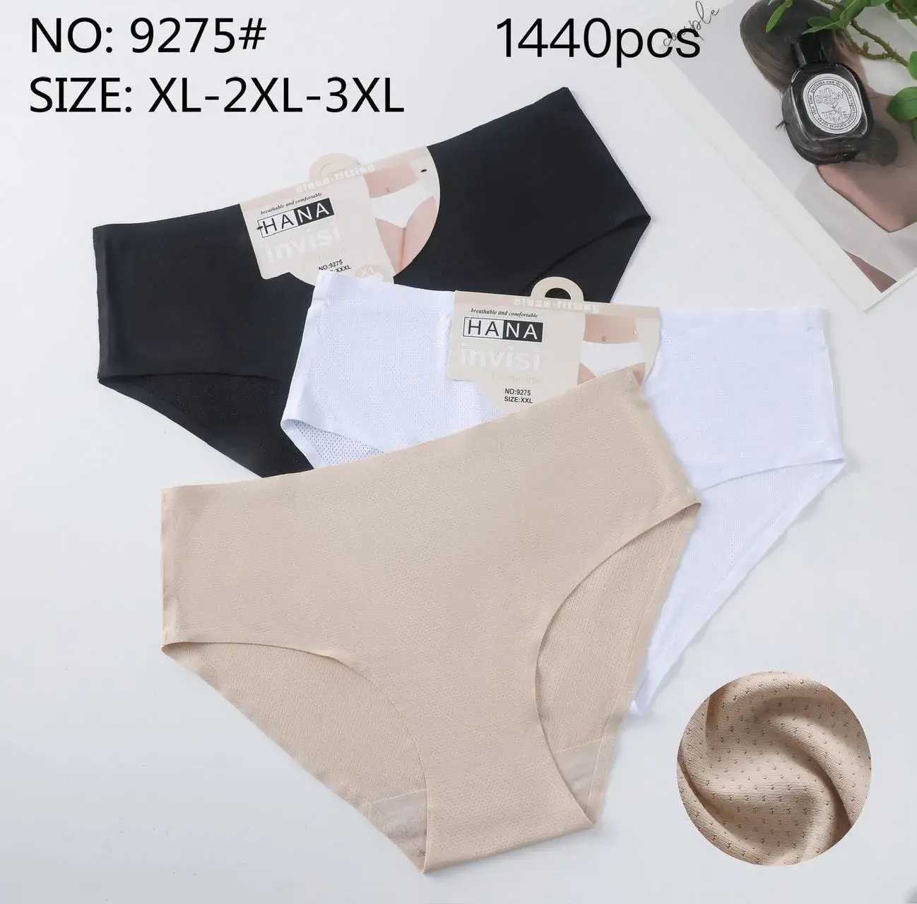 Majtki damskie HANA INVIS XL-2XL-3XL 3 szt czarny/beżowy/biały