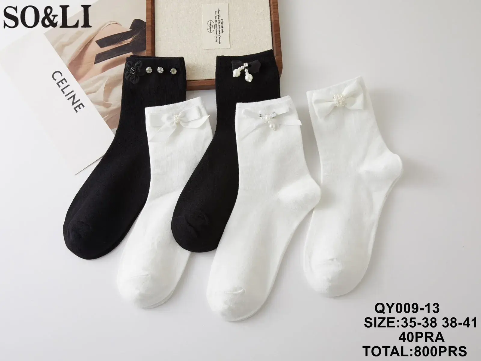 Skarpetki damskie SO&LI QY009-13 rozmiar 35-38/41, 40 szt