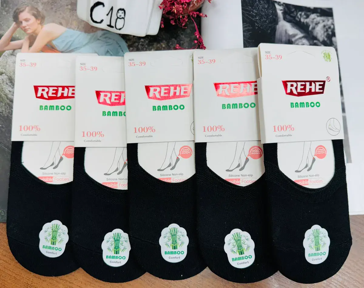 Rehe Bamboo Czarne Skarpetki Niewidoczne