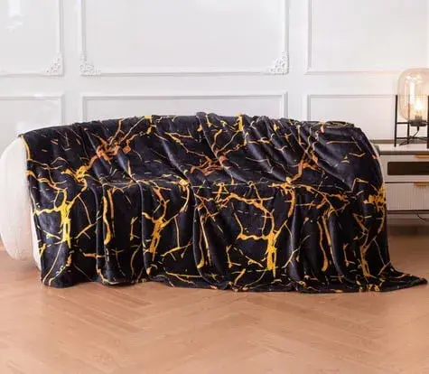 Miękki Koc 3D 160x200 cm Czarno-złoty