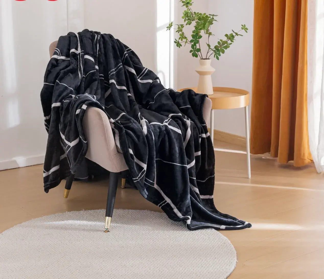 Miękki Koc 3D 160x200 cm Czarno-biały