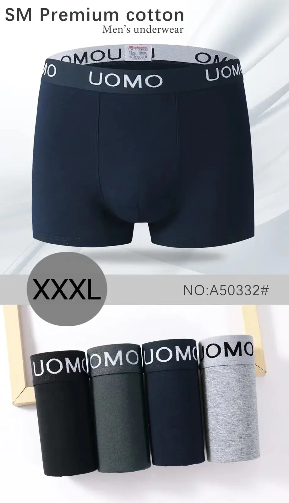 Bokserki męskie UOMO bawełniane SM-XXXL NO:A5032