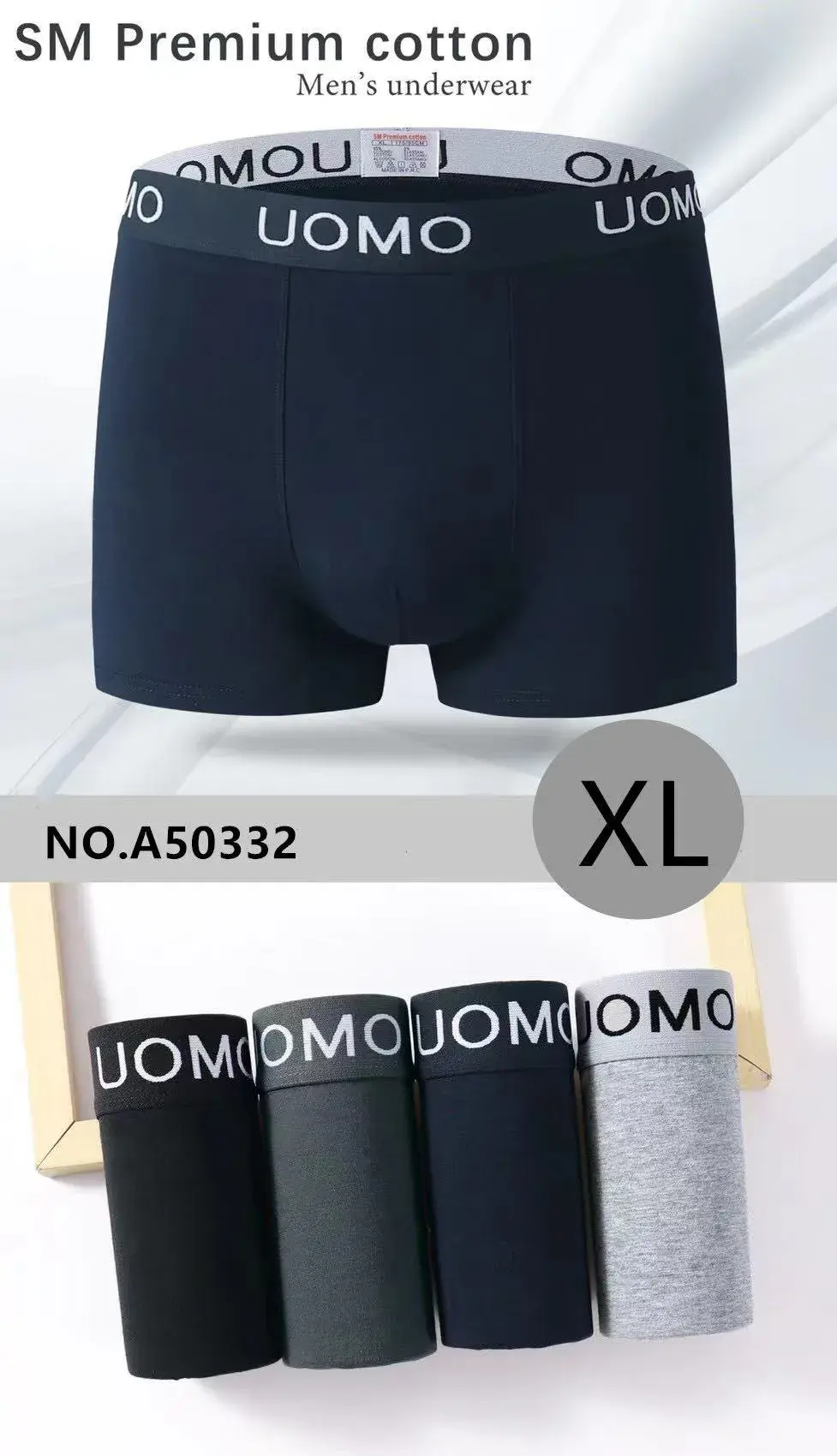 Bokserki męskie UOMU bawełna premium SM/XL granatowe/czarne/szare