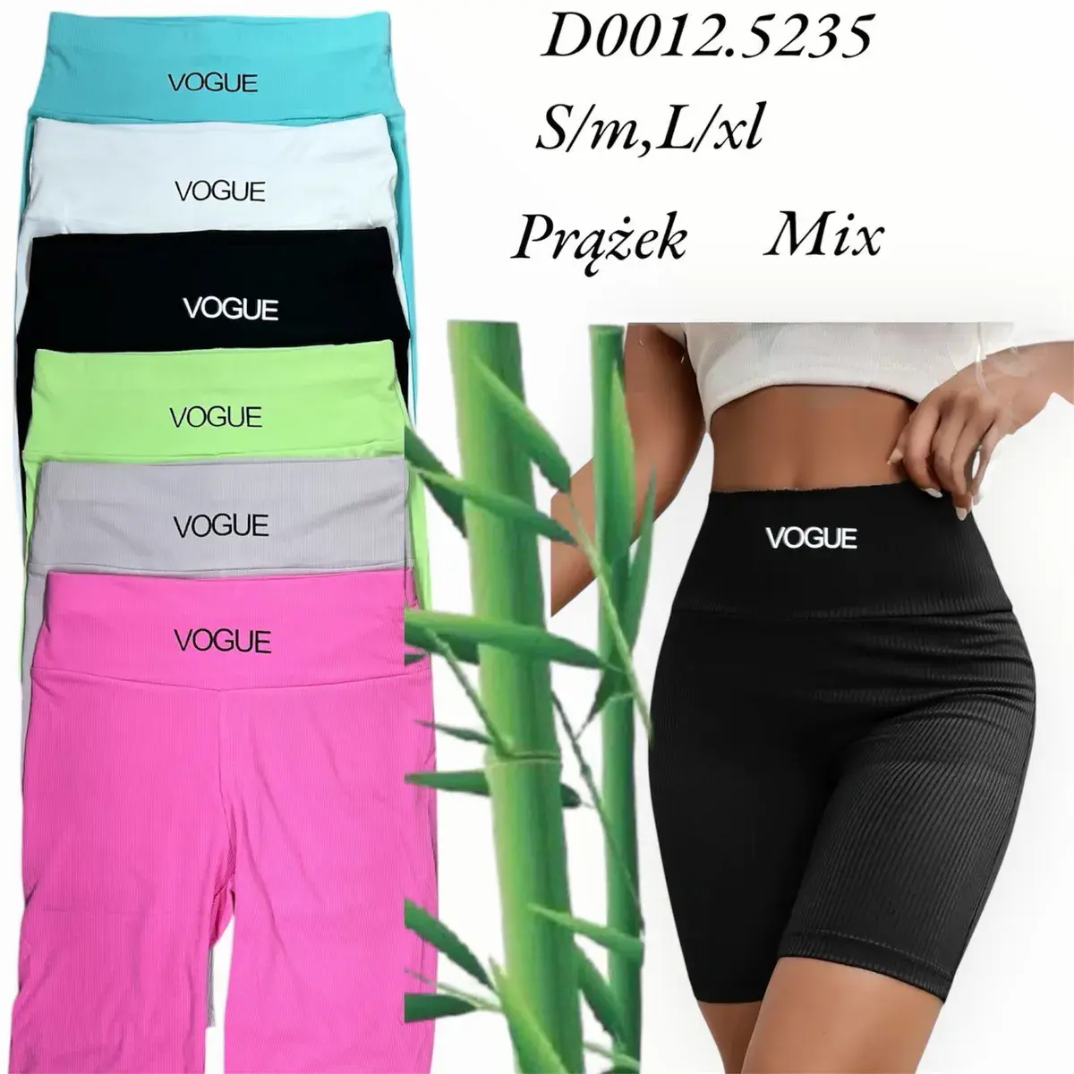 Spodenki damskie Vogue prążkowane mix kolorów S/M L/XL