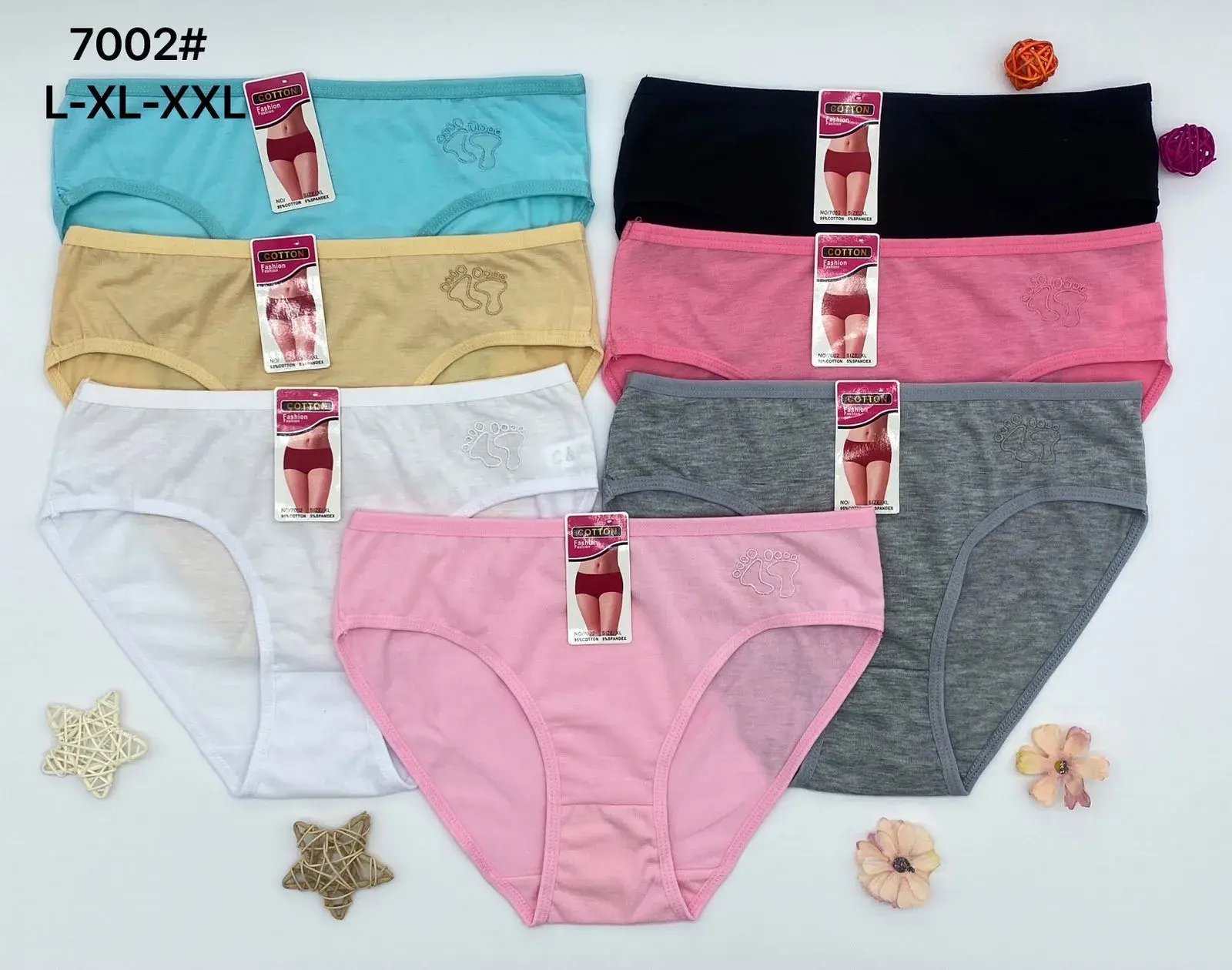 Majtki damskie L-XXL 7002 8 szt. w opakowaniu