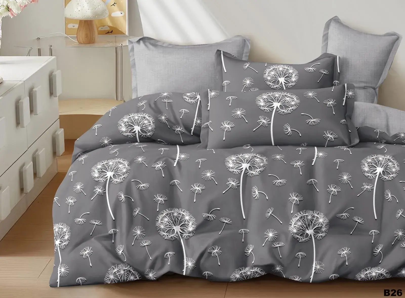 Komplet Pościel Milanie 4CZ160/200 szary z dmuchawcami