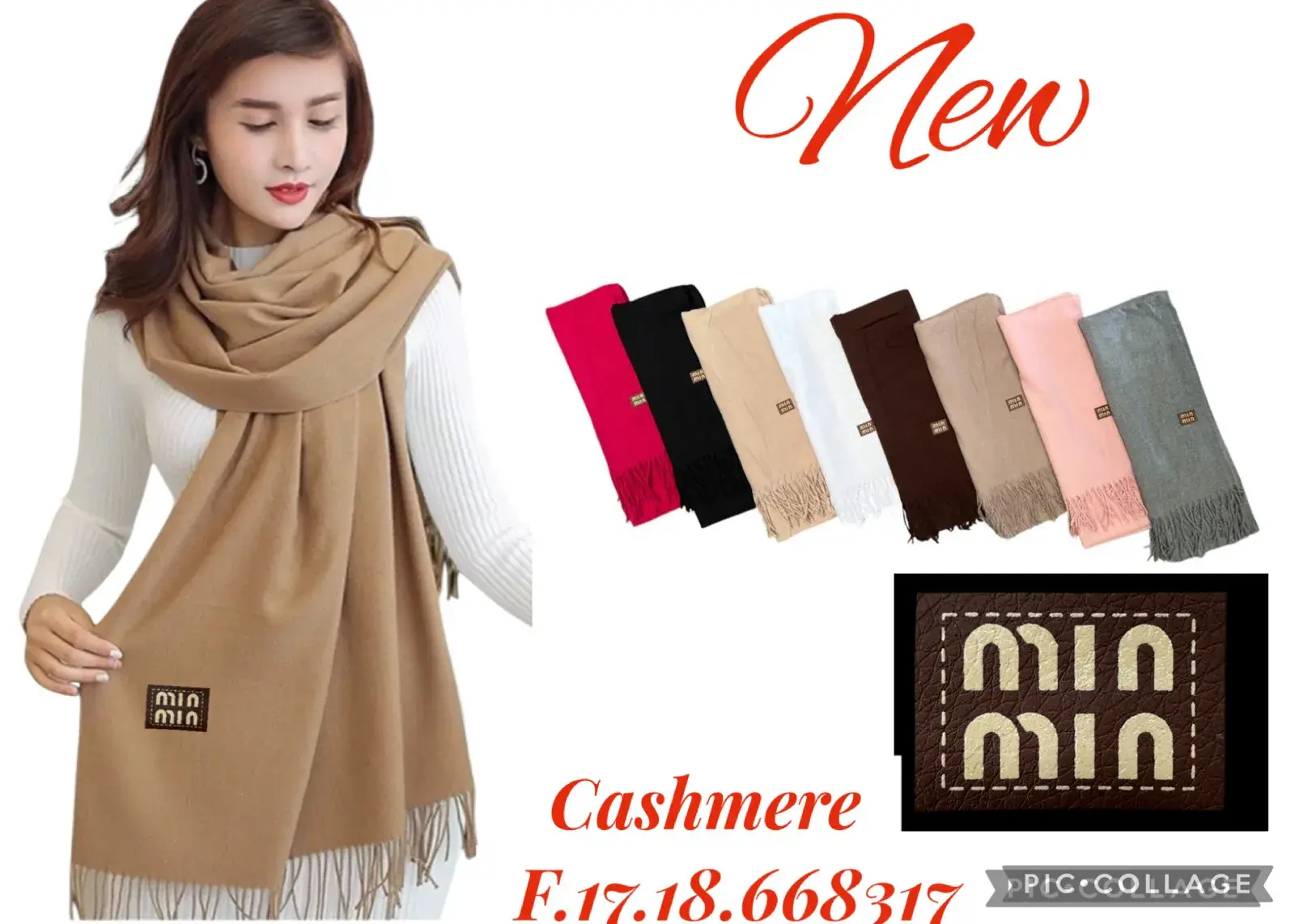 Szaliki damskie cashmere z frędzlami, camel, szary, czarny