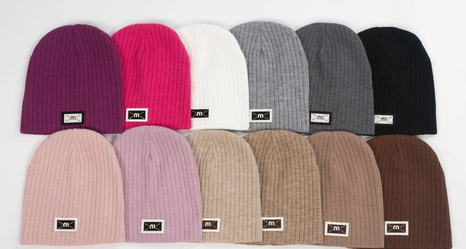 Czapka damska prążkowana beanie mix kolorów 12 szt.