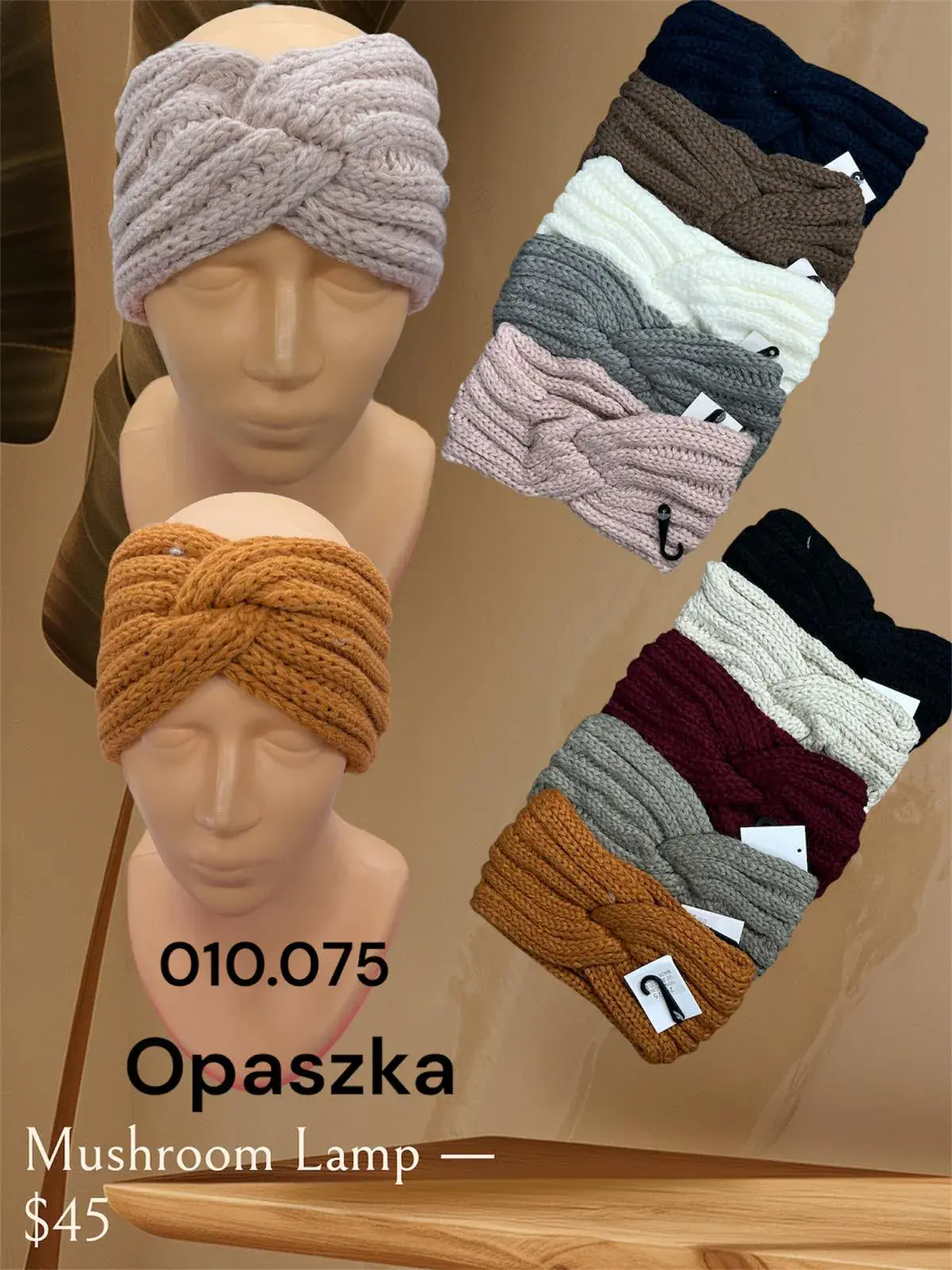 Opaski damskie dzianinowe wiązane, zestaw wielokolorowy