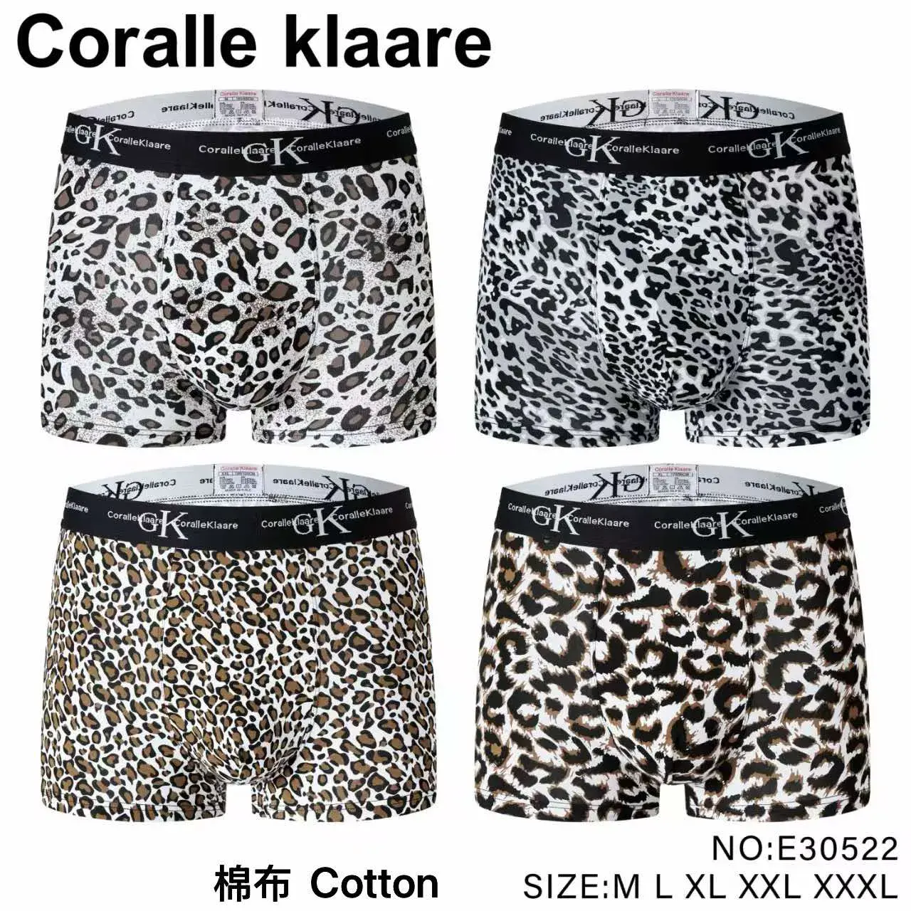 Bokserki męskie Corallek 4 szt. wzór panterka M-L-XL-XXL-XXXL