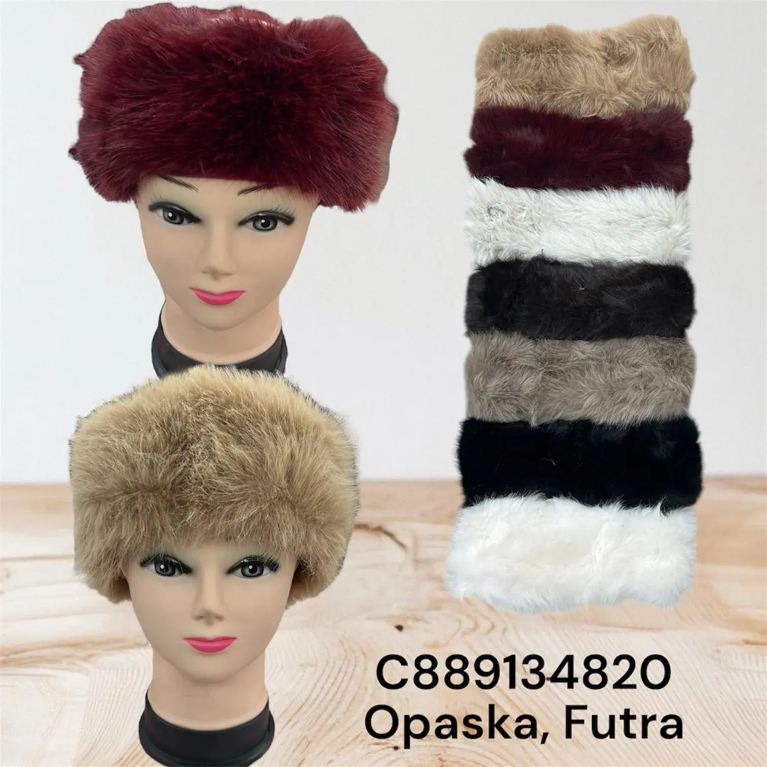 Opaski damskie z sztucznej futry, 12 szt, C889134820