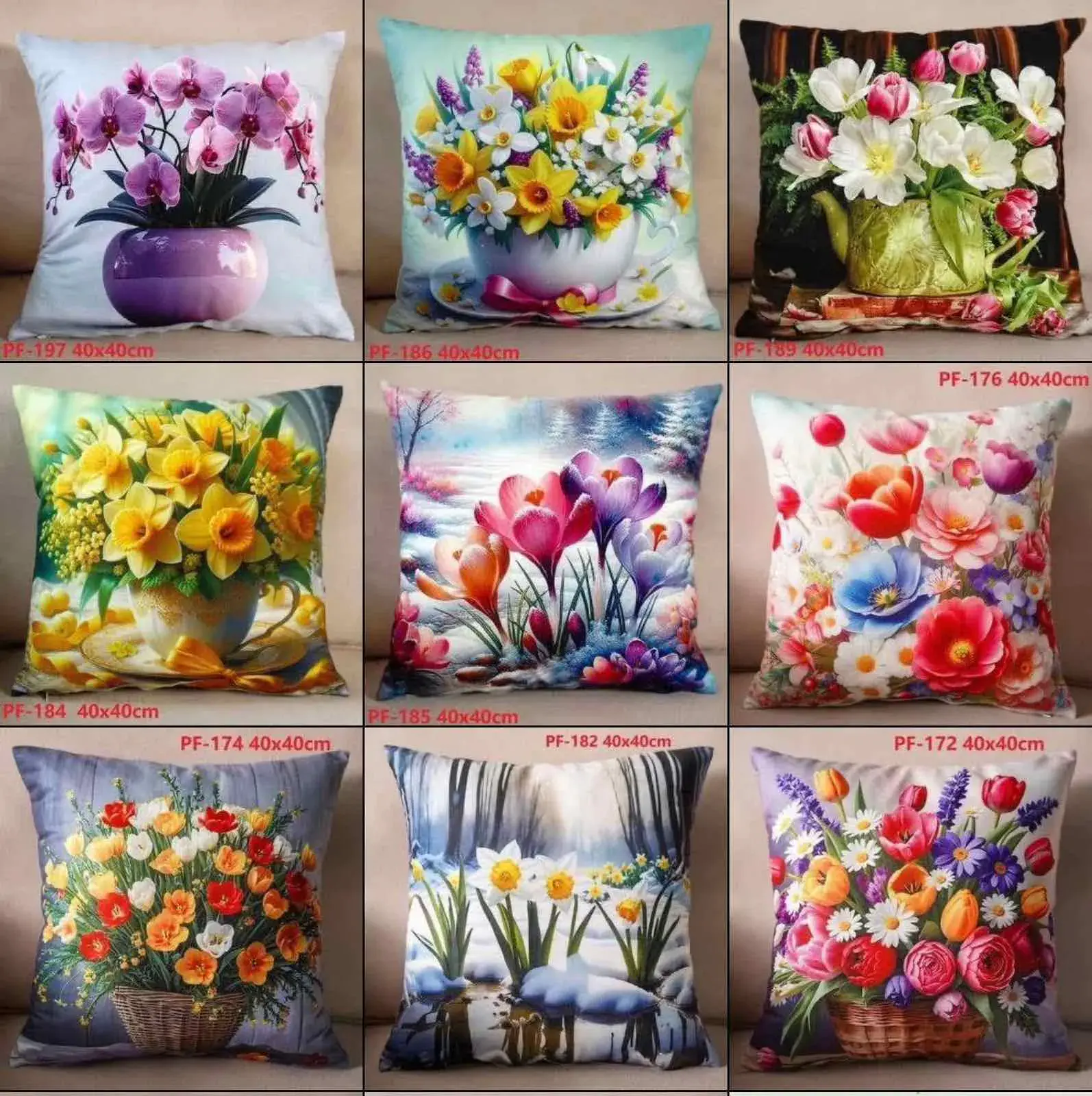 Poszewki Dwustronne 45x45 cm Kwiatowe Wzory