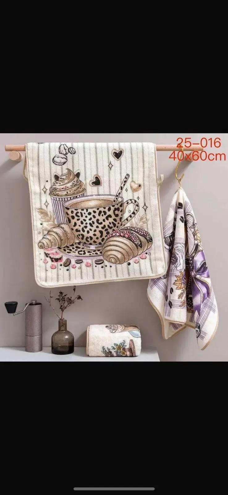 Ręcznik dekoracyjny 40x80cm wzór filiżanka z babeczkami