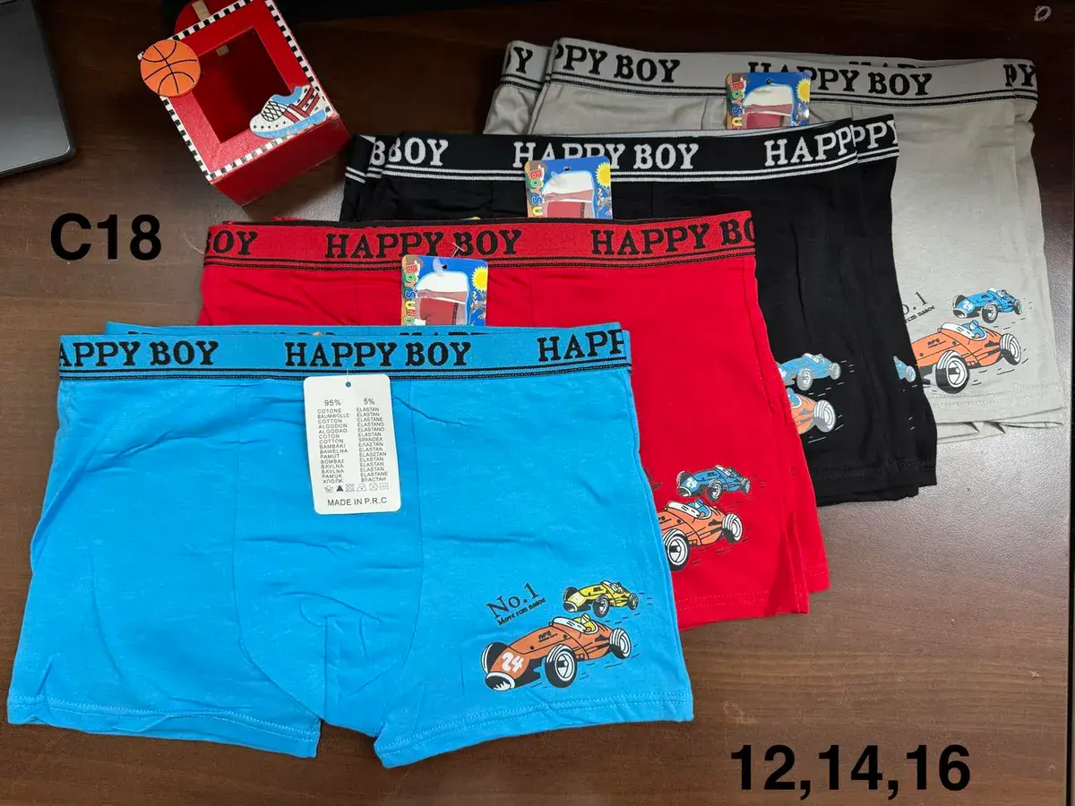 Bokserki chłopięce Happy Boy z nadrukiem samochodów, mix kolorów