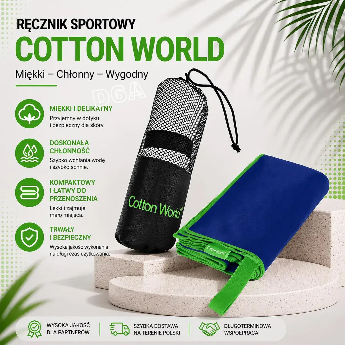 Ręcznik Sportowy Cotton World Niebieski 100x180cm