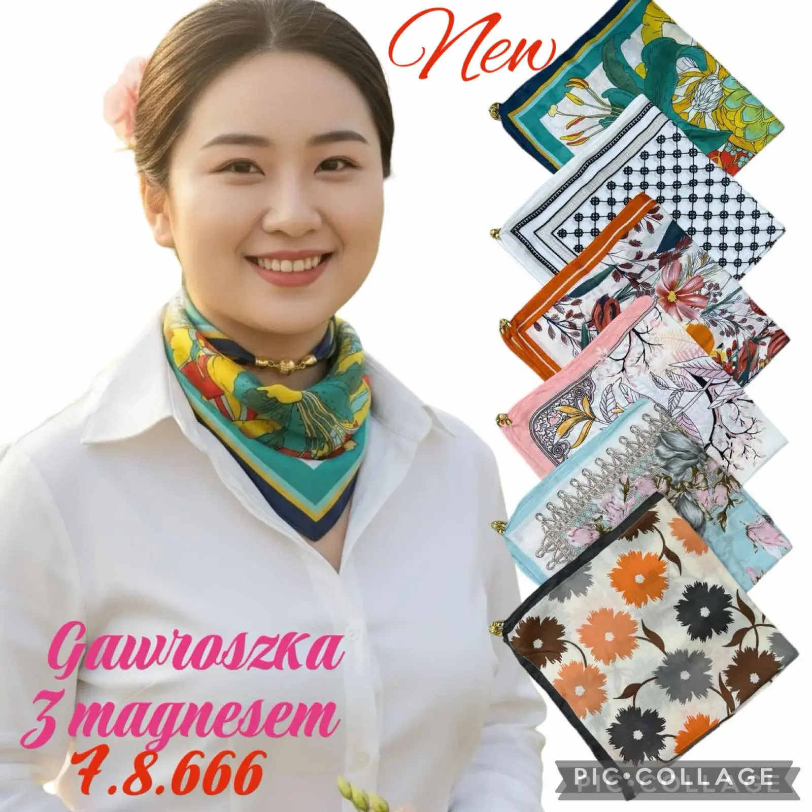 Chusta Damska Wzorzysta 48x48 cm Z Magnezem