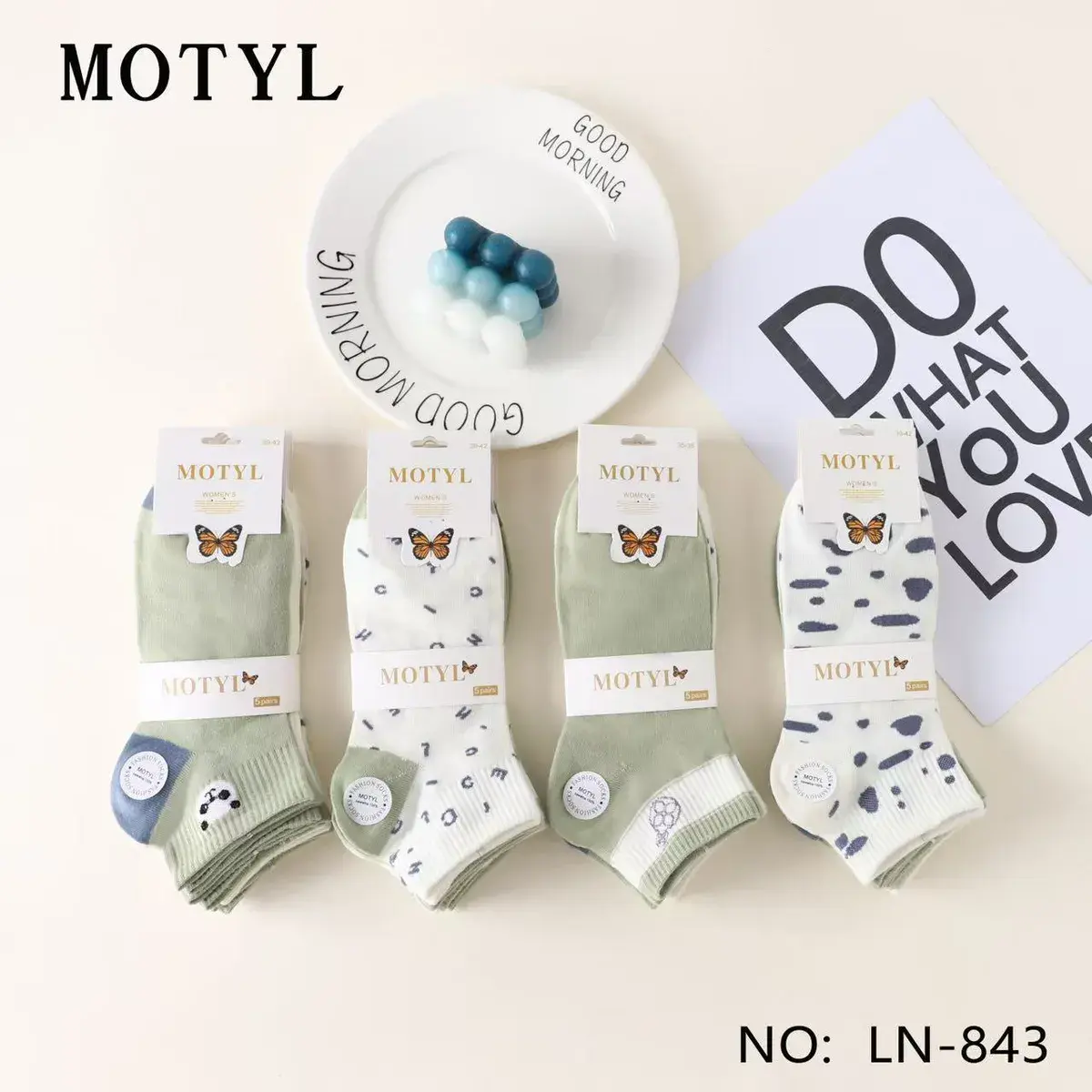 Skarpetki Motyl Damskie 5 Par Zielone LN-843