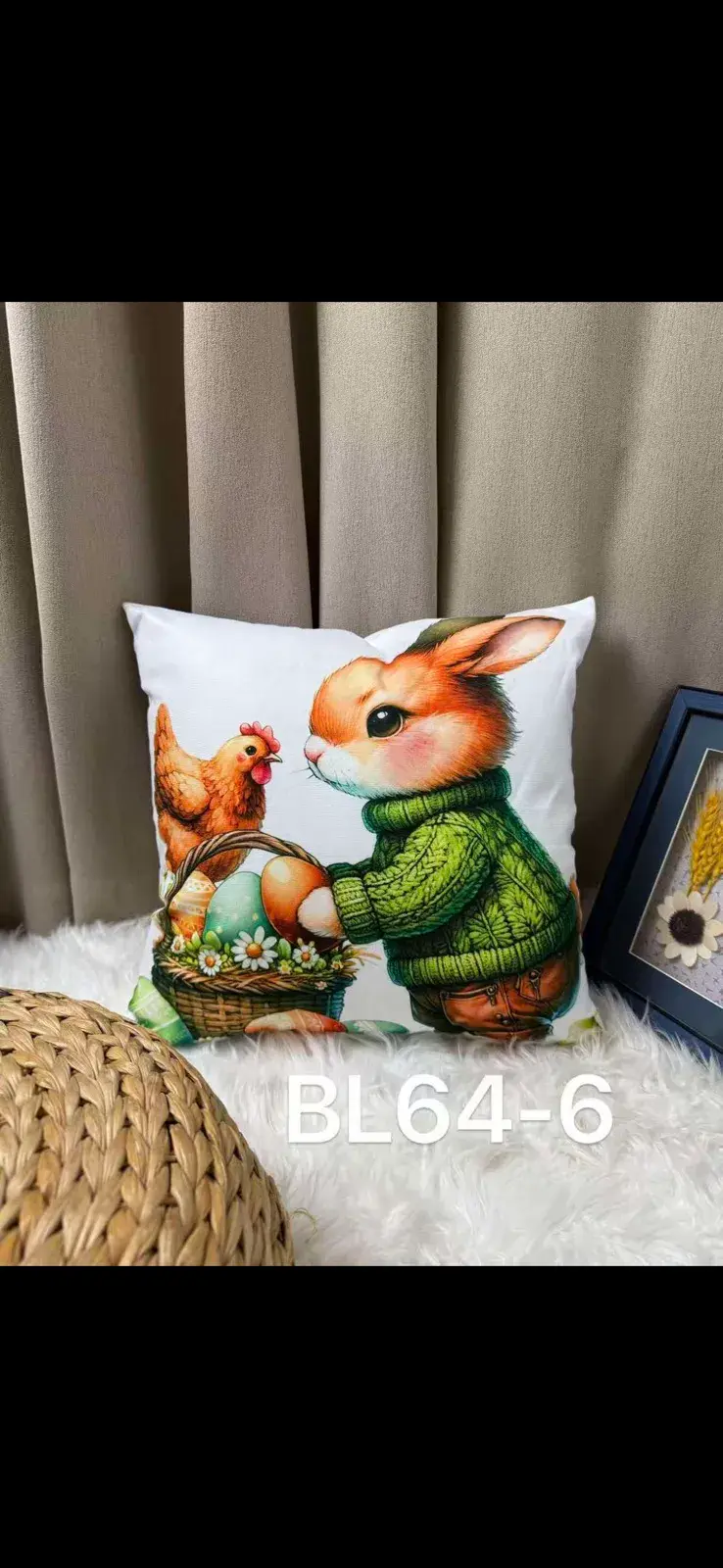 Poszewki dekoracyjne 40x40 z królikiem wielkanocnym BL64-6