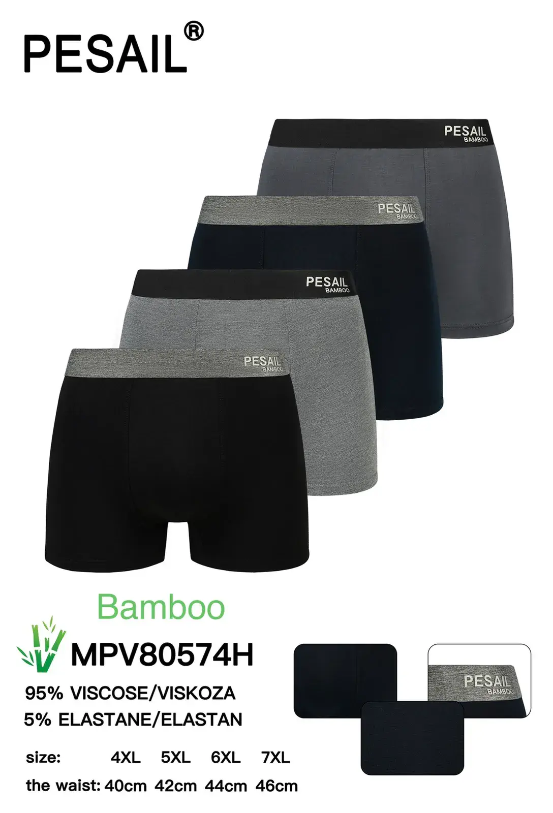 Bokserki męskie Pesasail Bamboo MPV80574H XL 5 szt