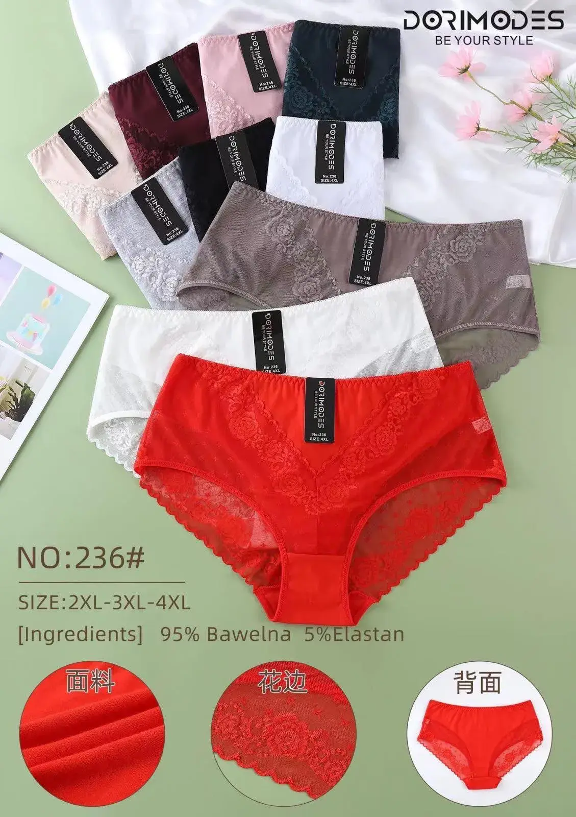 Majtki damskie 95% bawełna 5% elastan rozmiar 2XL-3XL-4XL