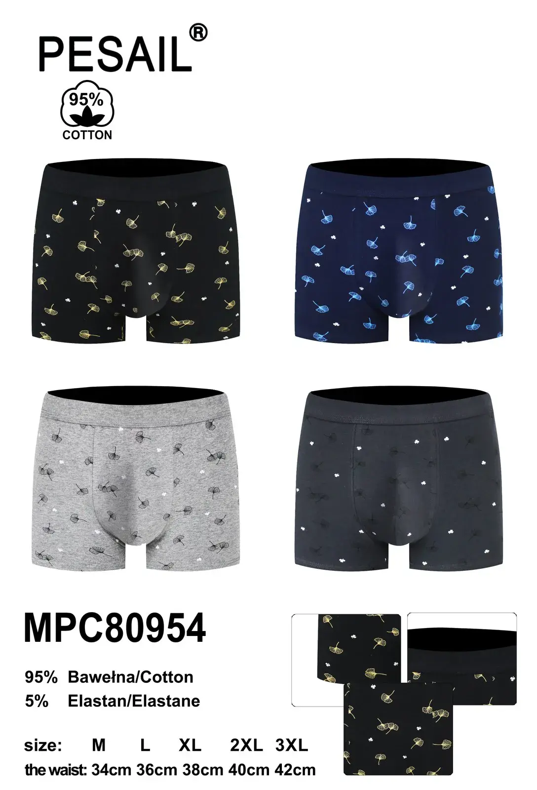 Bokserki męskie Pesail 95% bawełna M-XXL MPC80954
