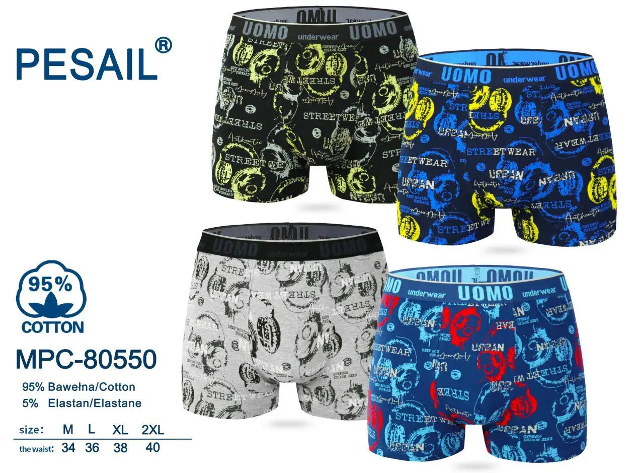 Bokserki męskie 95% bawełna COTTON-8050 MPC-8050 4 szt