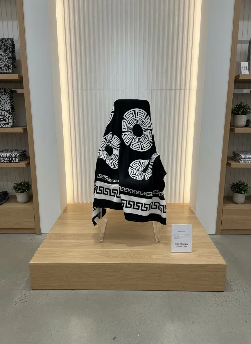 Miękki koc czarno-biały 200x220 cm z geometrycznym wzorem