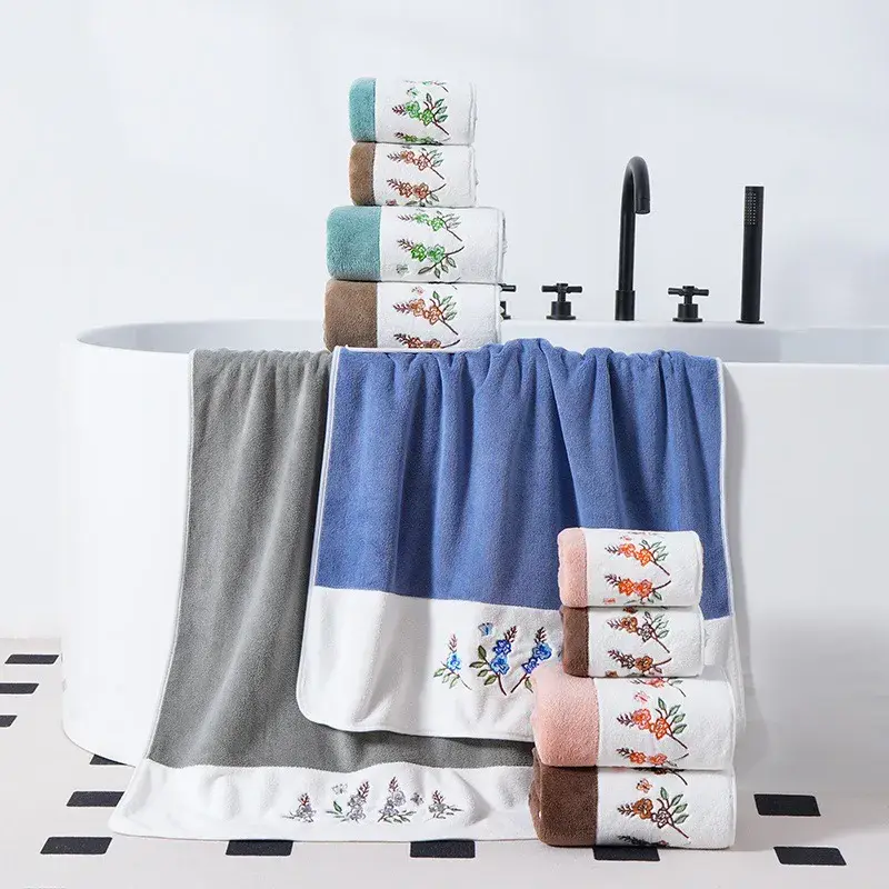 Ręczniki z mikrofibry 50x100cm kwiatowe hafty