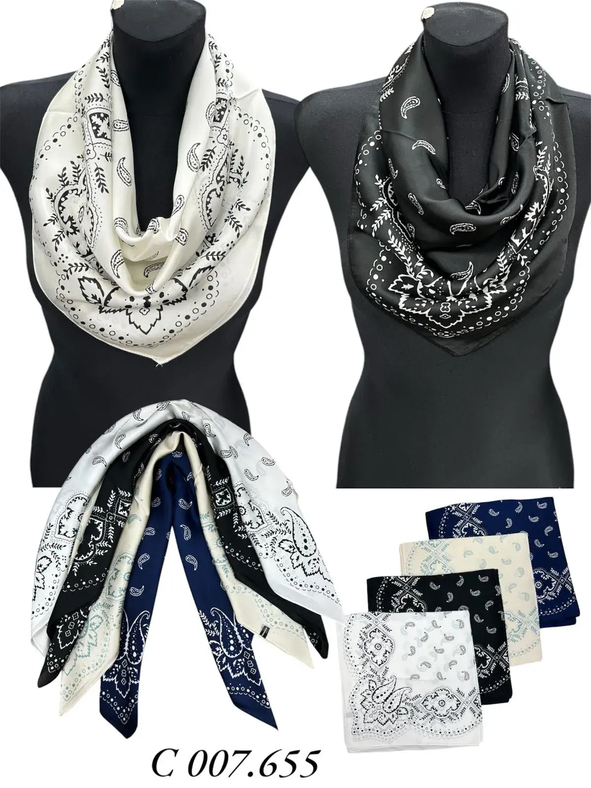SZALIK DAMSKI apaszka satynowa wzór bandana paisley C007.655
