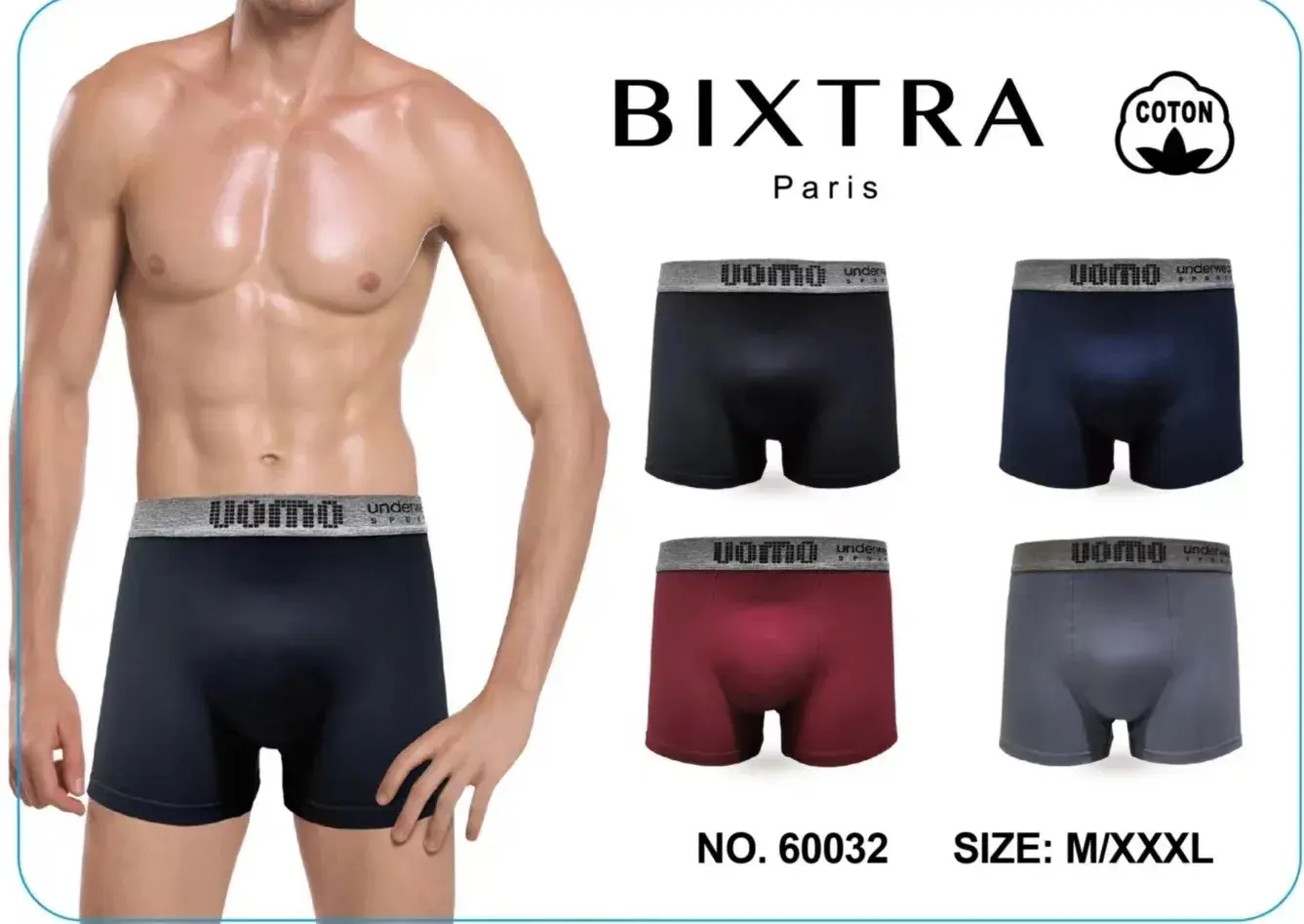 Bokserki męskie Bixtra Uomo rozmiary M/XXL, 4 kolory