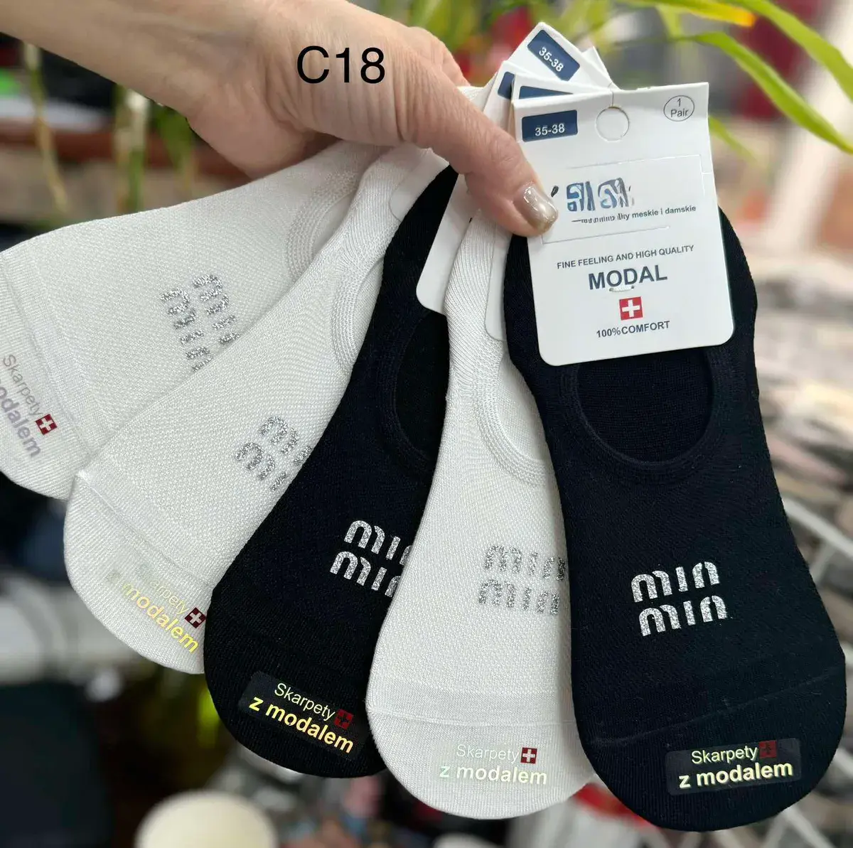 Skarpetki damskie z modalem biały/czarny 35-38