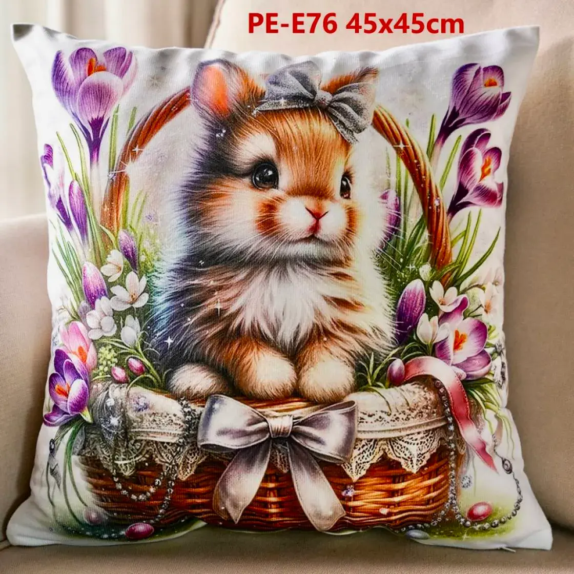 Poszewki 45x45 cm PE-E76 z królikiem i krokusami